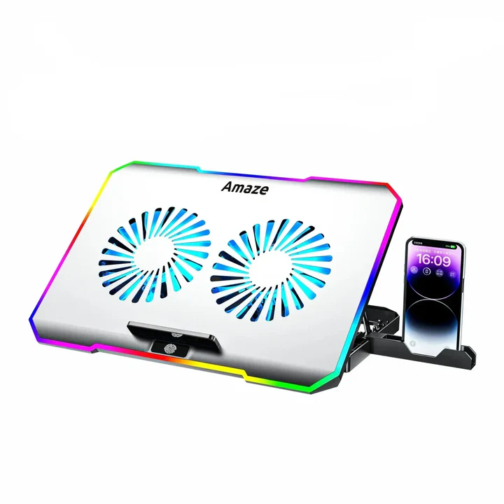 A505-1 Amaze A505 Laptop RGB Cooling pad Stand With Two Big Fans - Image 1